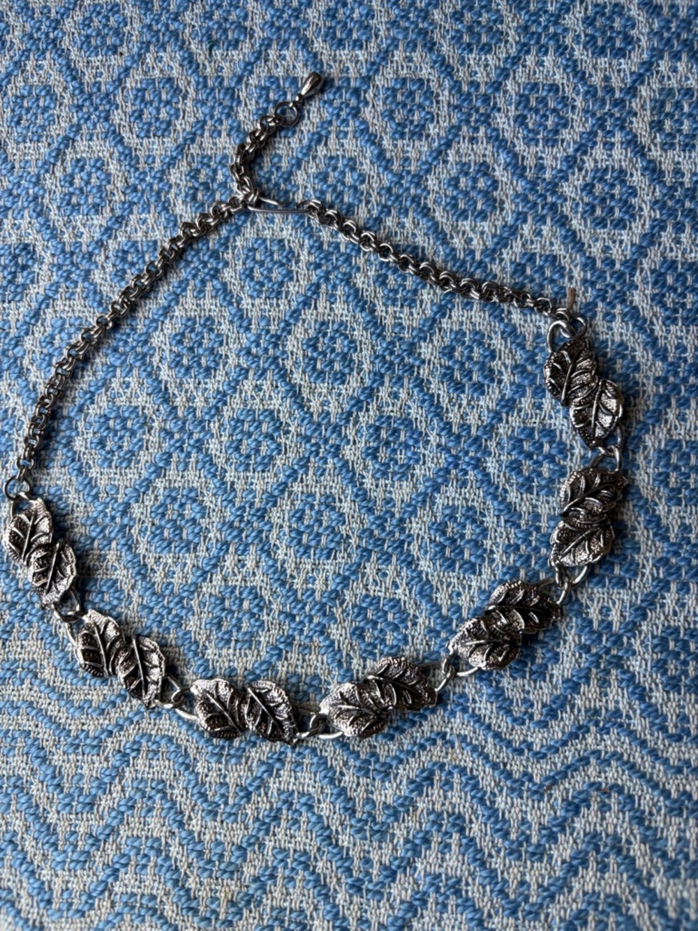 Vintage 1950’s Silver Leaf Link Necklace - Women Jewelry